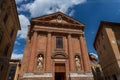 SIENA, ITALY Ã¢â¬â MAY 25, 2017: Beautiful spring cityscape. Church of Saint Christopher San Cristoforo